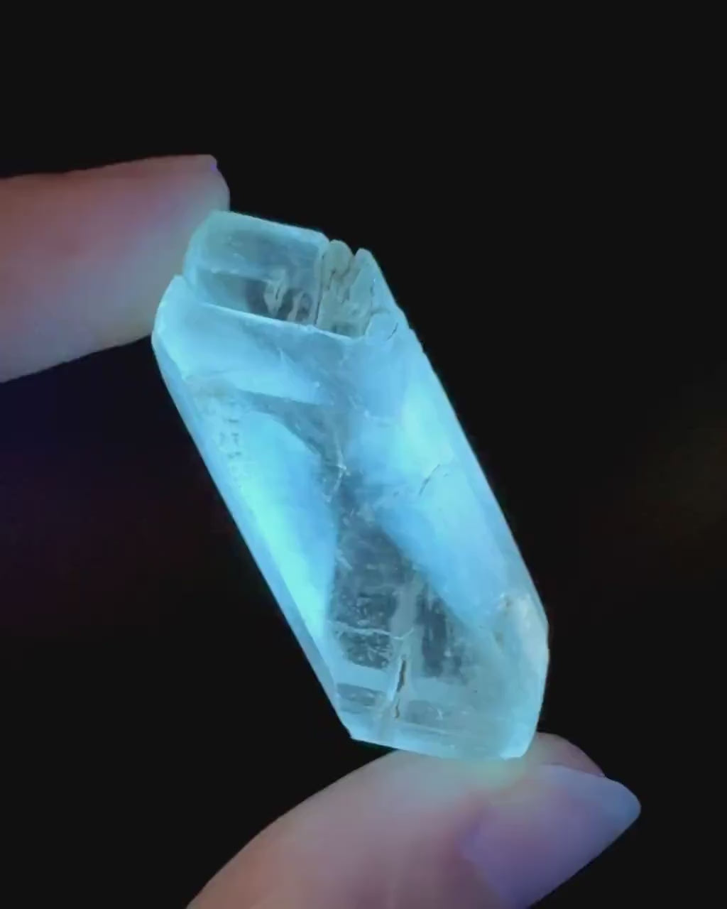 Hourglass Selenite | Phosphorescent UV Reactive Gypsum Crystal from Canada