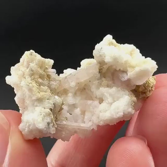 Pink Fluorapatite on Albite | UV reactive crystal, rare mineral specimen from Pakistan