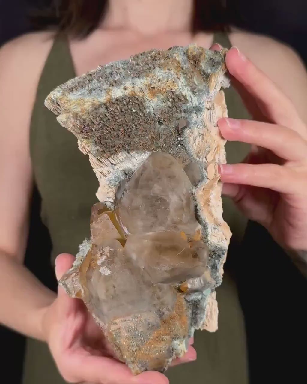 XL Smoky Quartz with Hyalite Opal, Feldspar, Fluorite, & Foitite | Crystal Cluster from Namibia