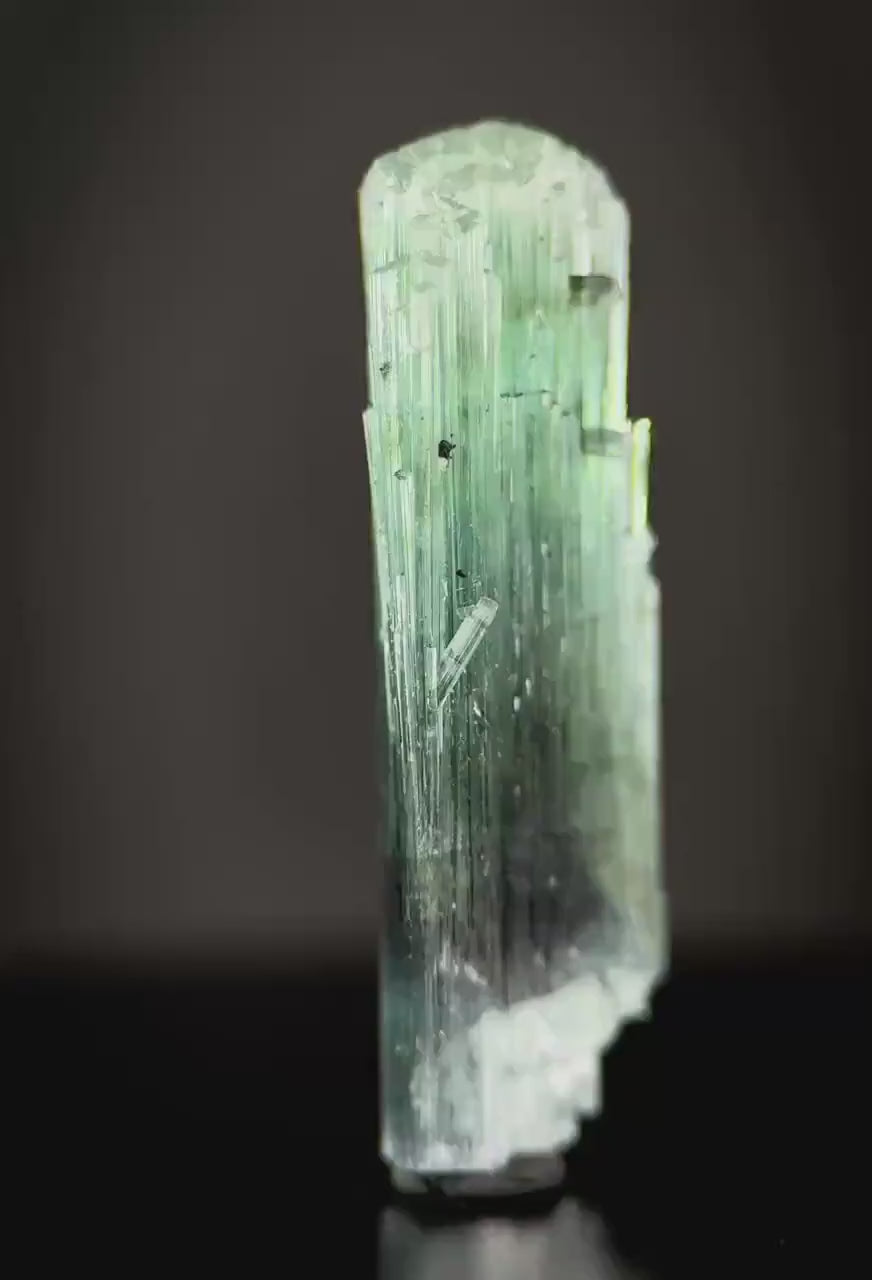 Tourmaline var. Indicolite (Pakistan) | blue and green tourmaline crystal, bi color tourmaline mineral specimen