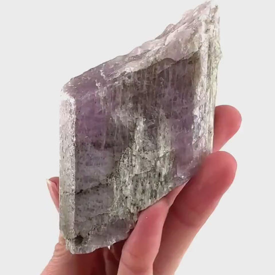 Lavender Kunzite | raw pink spodumene crystal, mineral specimen from Pakistan
