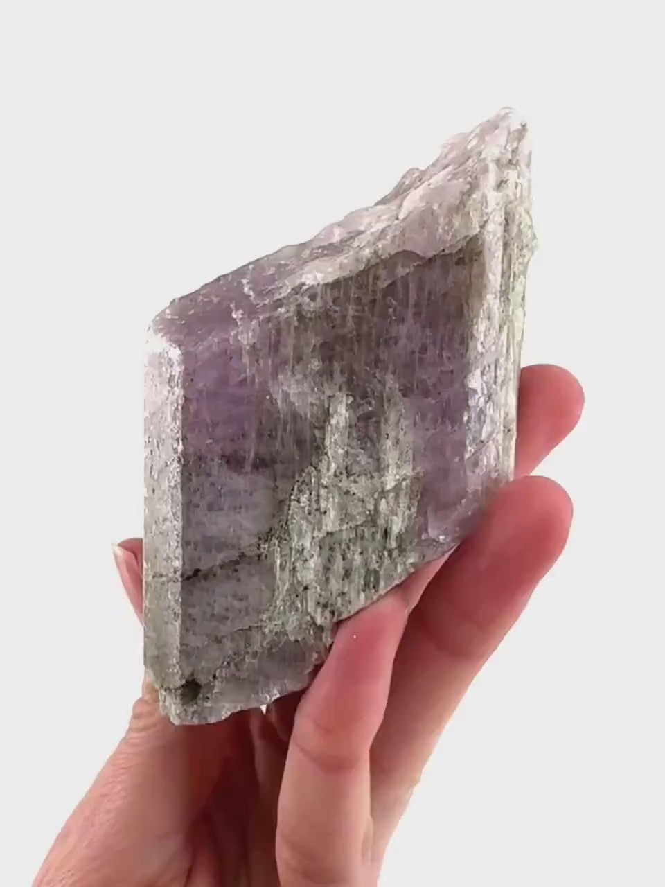 Lavender Kunzite | raw pink spodumene crystal, mineral specimen from Pakistan