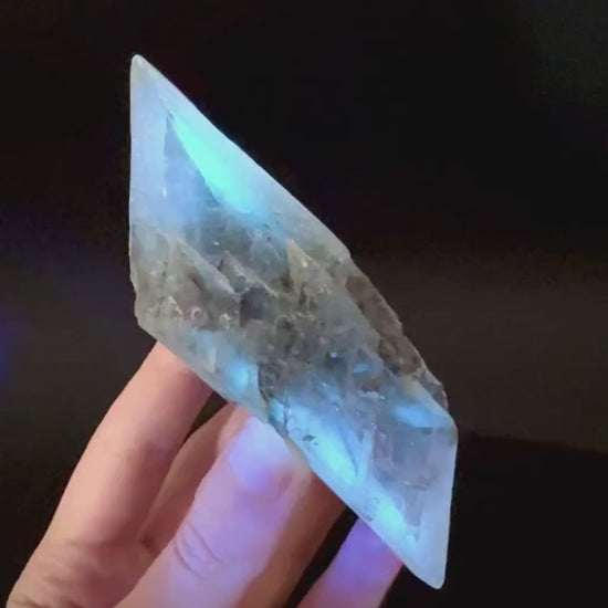 Hourglass Selenite | Phosphorescent UV Reactive Gypsum Crystal from Canada