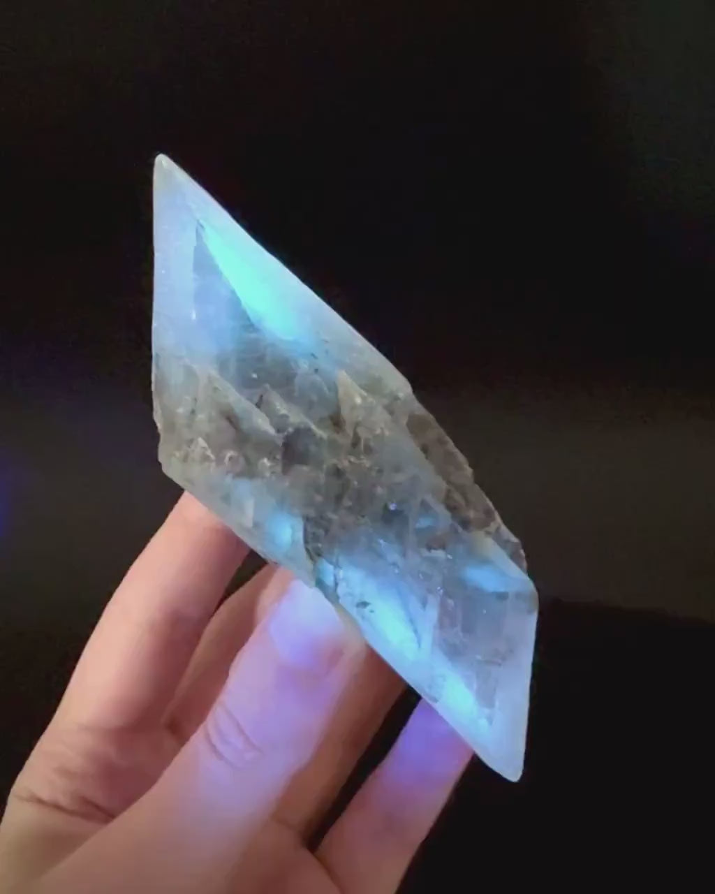 Hourglass Selenite | Phosphorescent UV Reactive Gypsum Crystal from Canada