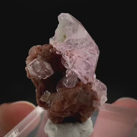 Gem Cobaltoan Calcite | translucent pink cobaltoan crystal cluster, mineral specimen