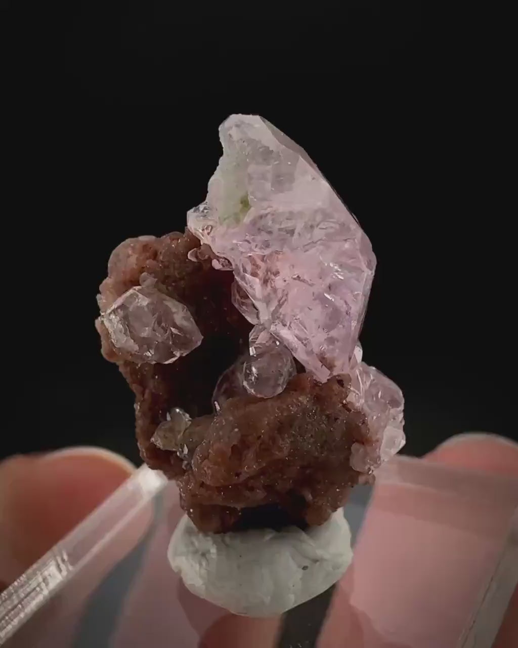 Gem Cobaltoan Calcite | translucent pink cobaltoan crystal cluster, mineral specimen