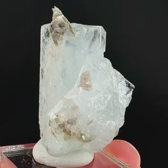 Aquamarine with Muscovite | terminated blue beryl crystal, natural mineral specimen