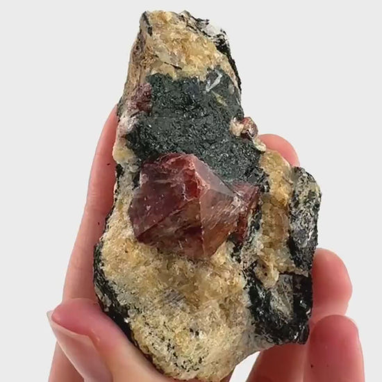 Red Zircon on Matrix (Pakistan) | natural red zircon, raw zircon, zircon crystal, mineral specimen