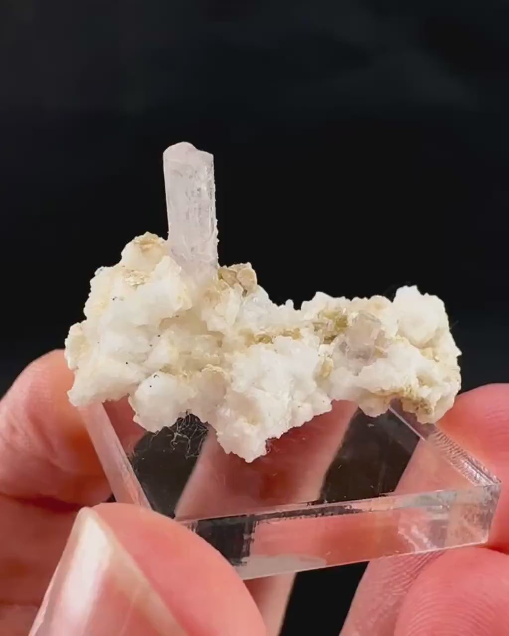 Pink Fluorapatite w/ Albite | UV reactive crystal, rare mineral specimen from Pakistan