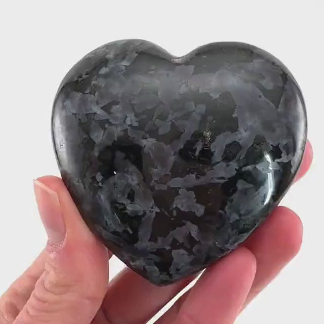 Indigo Gabbro Heart, merlinite heart, Gabbro Palm stone, Merlinite palm stone, Indigo Gabbro, crystal heart