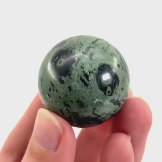 Kambaba Jasper Sphere | Polished Green Crystal Ball (Heart & Root Chakra)