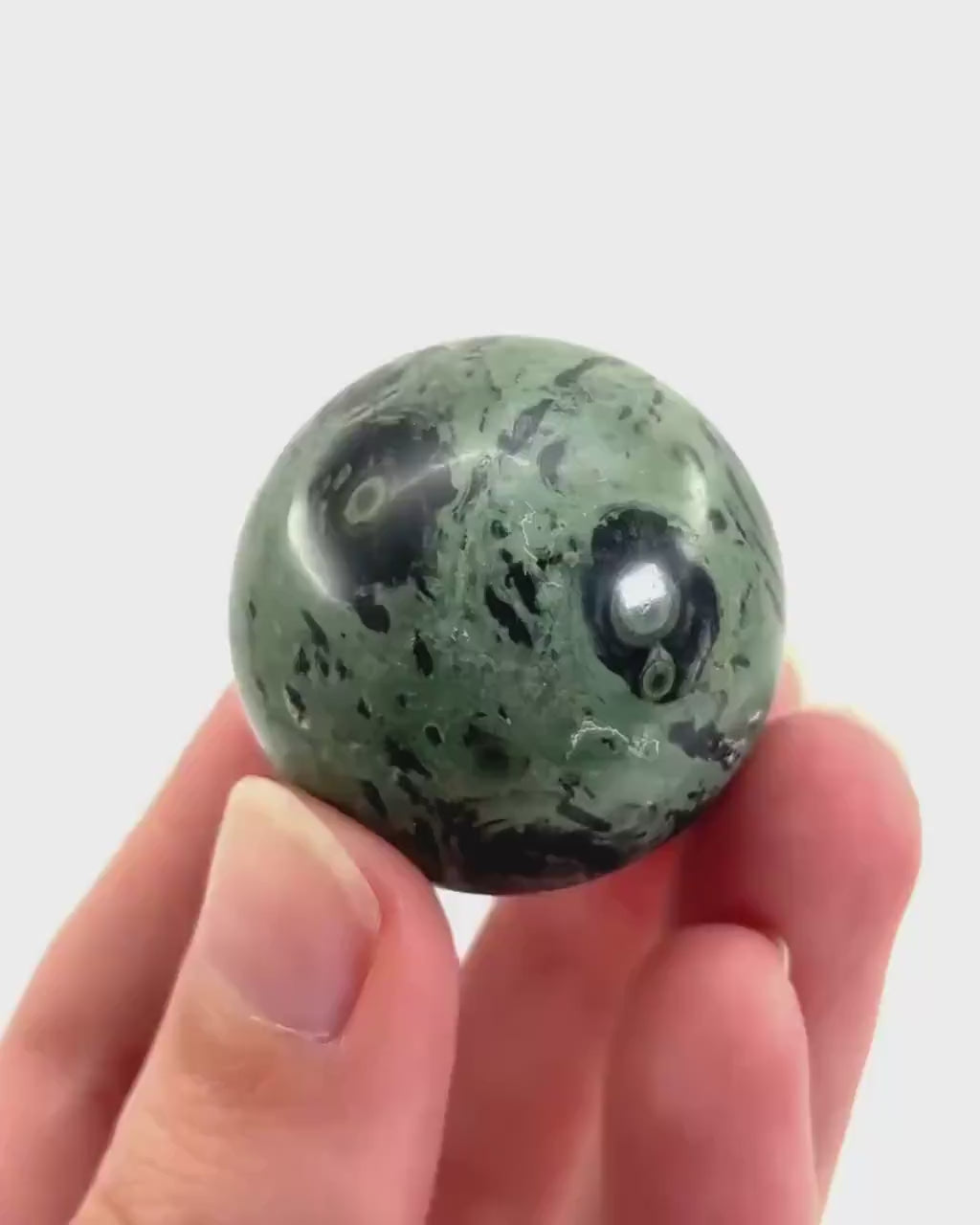 Kambaba Jasper Sphere | Polished Green Crystal Ball (Heart & Root Chakra)