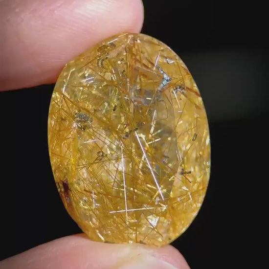 Golden Rutile Quartz Cabochon | Flashy Natural Gemstone