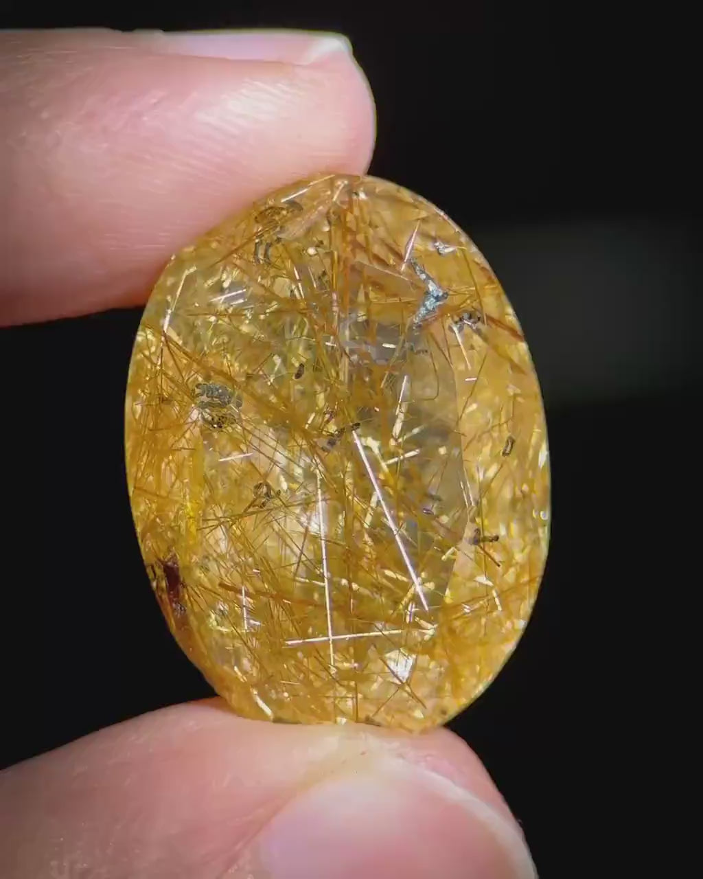 Golden Rutile Quartz Cabochon | Flashy Natural Gemstone