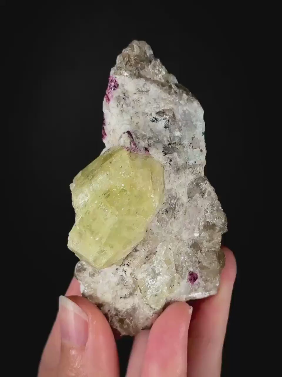 Londonite with Liddicoatite on Matrix (Madagascar) | rare mineral specimen, londonite liddicoatite crystal