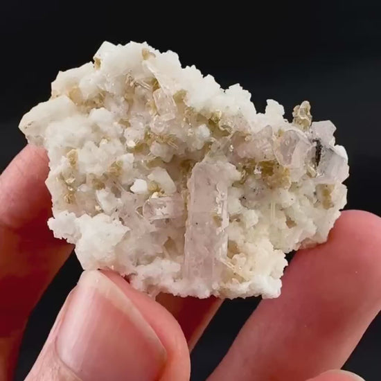 Pink Fluorapatite w/ Albite | UV reactive crystal, rare mineral specimen from Pakistan
