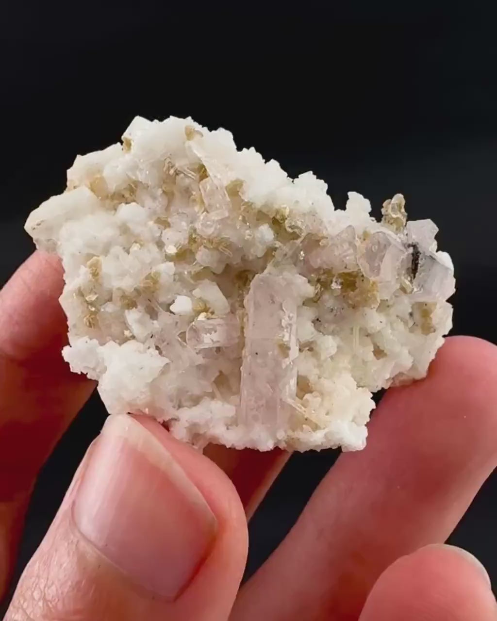 Pink Fluorapatite w/ Albite | UV reactive crystal, rare mineral specimen from Pakistan