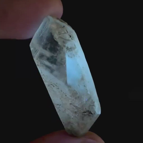 Hourglass Selenite | Phosphorescent UV Reactive Gypsum Crystal from Canada