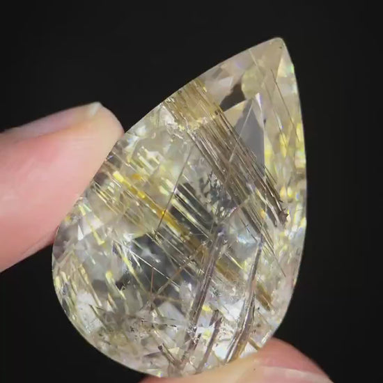 Golden Rutile Quartz Cabochon | Flashy Natural Gemstone