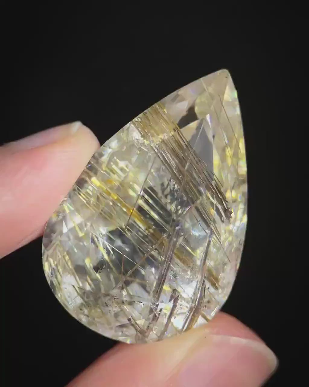 Golden Rutile Quartz Cabochon | Flashy Natural Gemstone