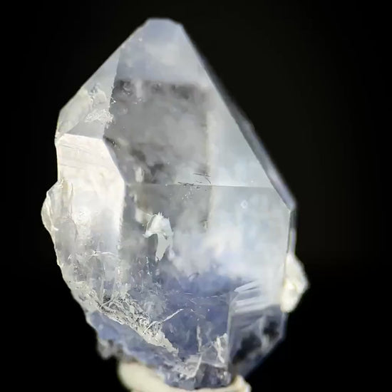 Dumortierite in Quartz | blue crystal point, rare mineral specimen from Brazil