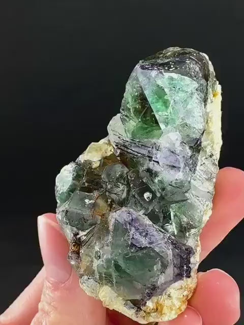 Fluorite w/ Schorl, & Muscovite | Lollipop Pocket, green crystal cluster, mineral specimen from Namibia