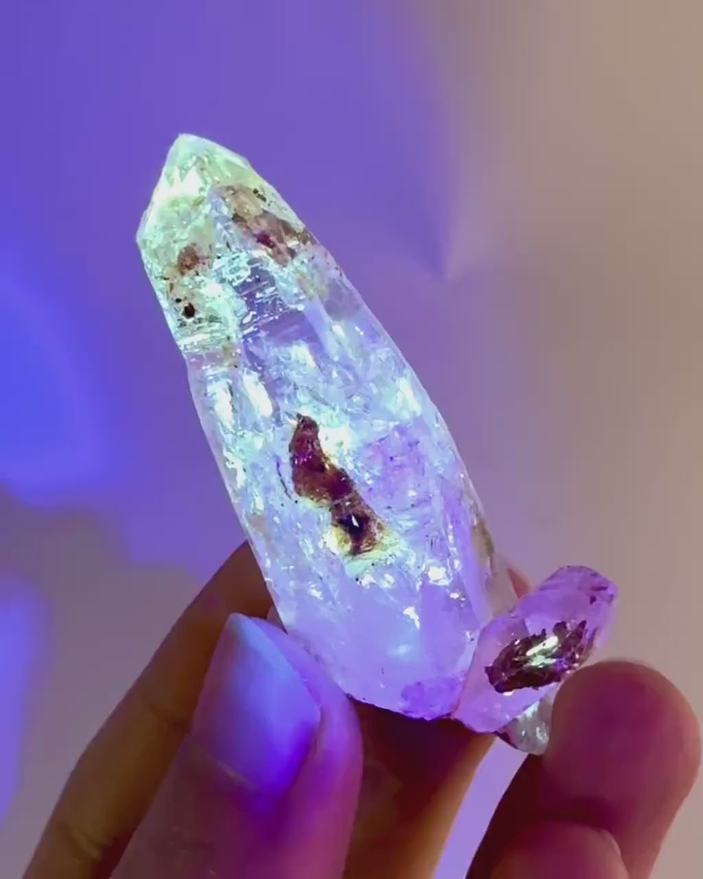 Firefly Petroleum Quartz | UV reactive crystal, fluorescent mineral from Madagascar
