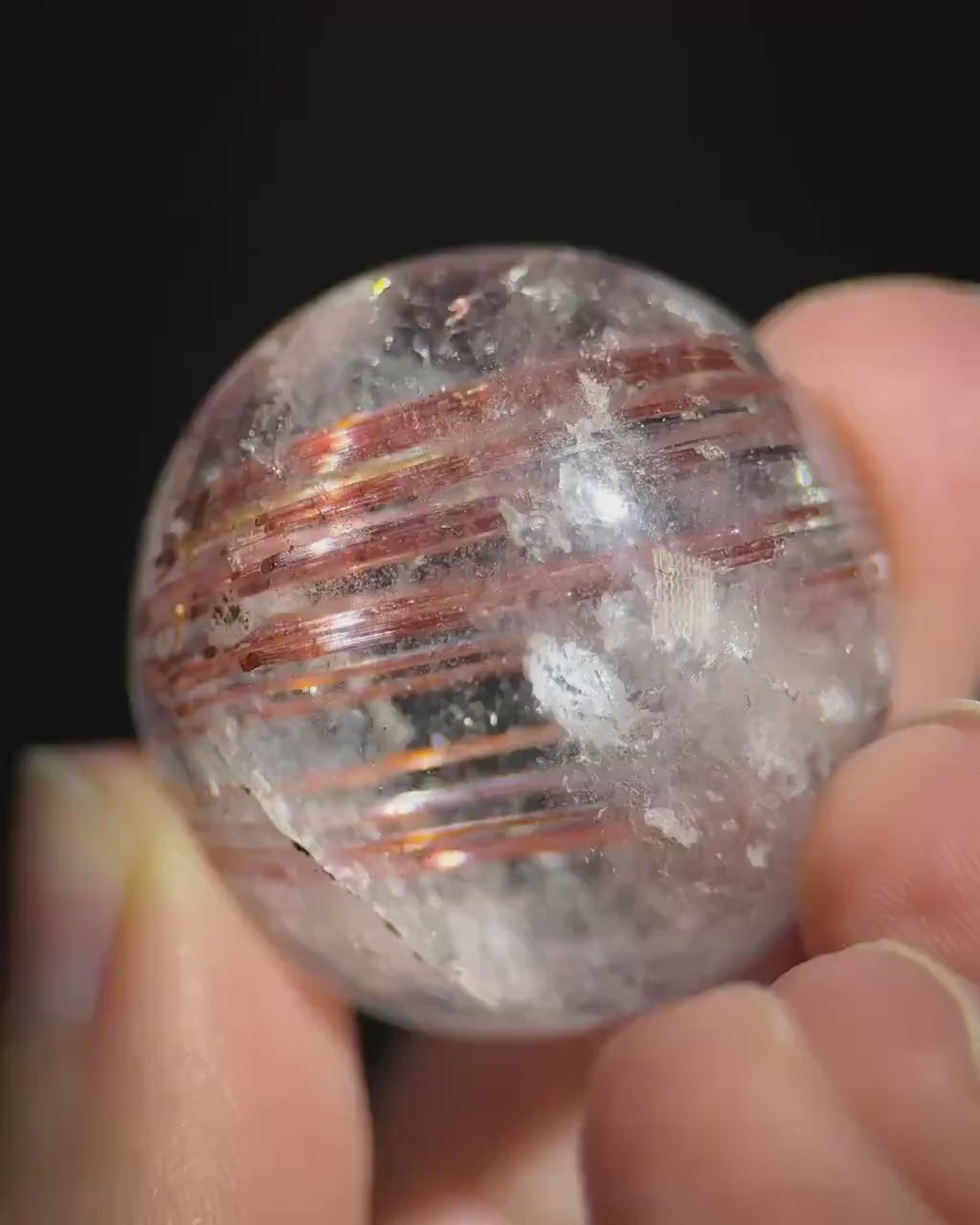 Red Rutile Quartz Cabochon | Flashy Natural Gemstone