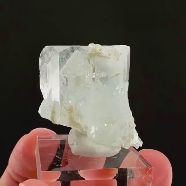 Aquamarine with Muscovite | terminated blue beryl crystal, natural mineral specimen