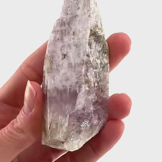 Lavender Kunzite | raw pink spodumene crystal, mineral specimen from Pakistan