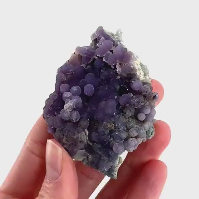 Grape Agate | botryoidal crystal cluster, purple mineral specimen from Indonesia