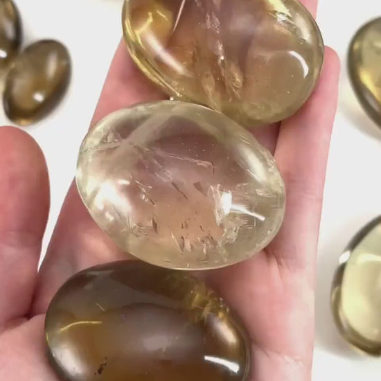 Natural Citrine Palm Stone, smoky citrine palmstone, polished natural citrine, genuine citrine, citrine palm stone