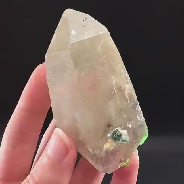 Smoky Quartz w/ Hyalite Opal & Fluorite (Namibia), UV reactive hyalite opal, smoky quartz crystal, rare minerals, fluorescent crystals