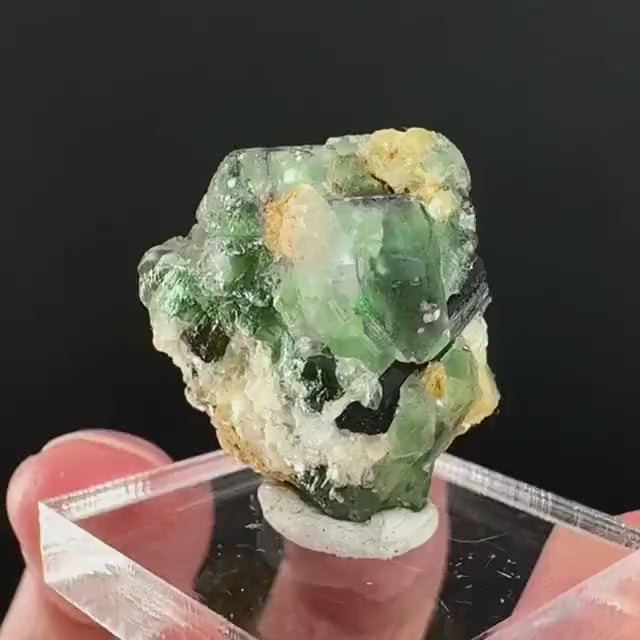 Fluorite w/ Schorl, & Muscovite | Lollipop Pocket, green crystal cluster, mineral specimen from Namibia