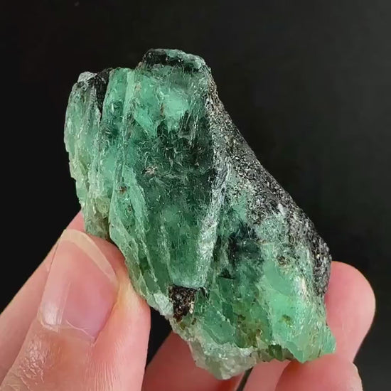 Natural Emerald on Mica Matrix (Pakistan) | beryl var. emerald, green emerald, raw emerald, emerald crystal, mineral specimen