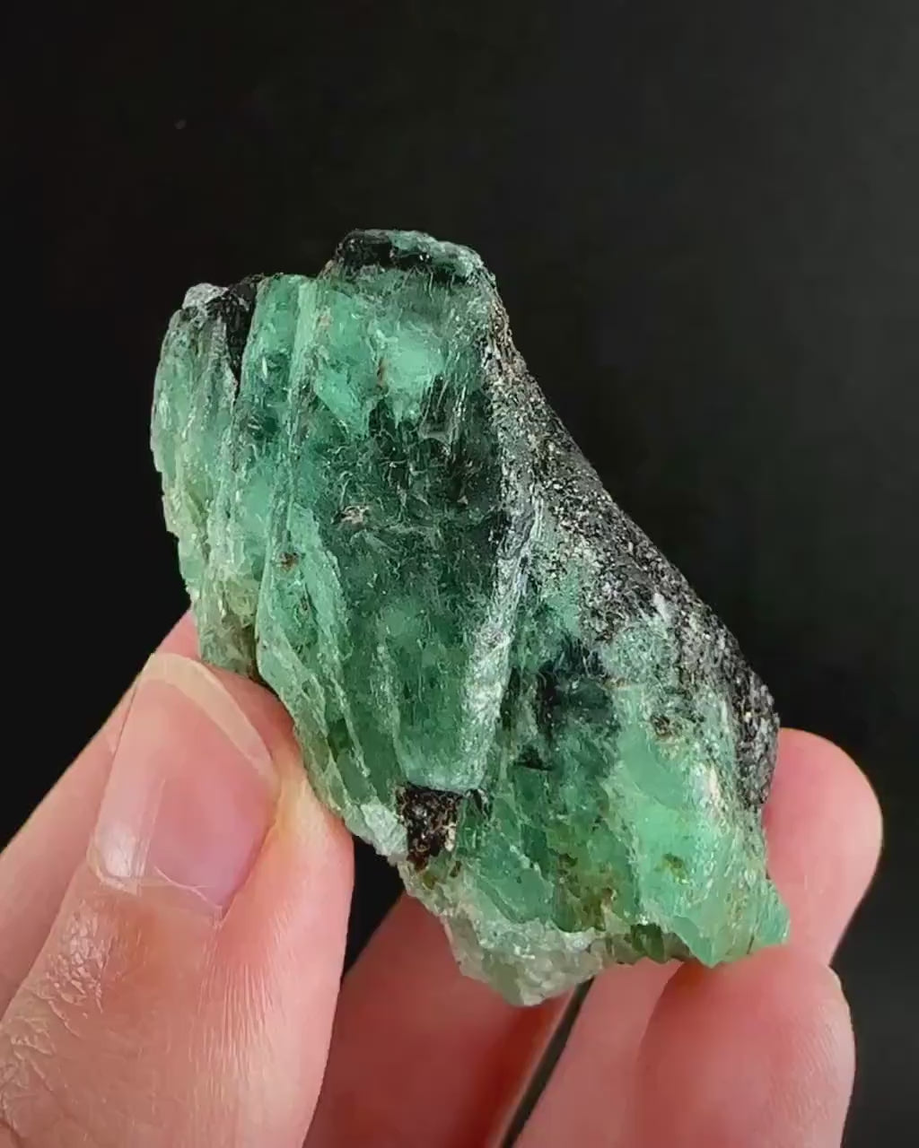 Natural Emerald on Mica Matrix (Pakistan) | beryl var. emerald, green emerald, raw emerald, emerald crystal, mineral specimen