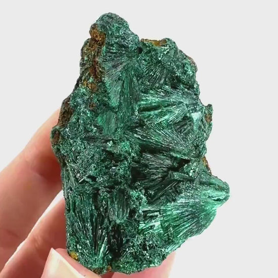 Fibrous Malachite (DR Congo) | raw green malachite crystal, mineral specimen
