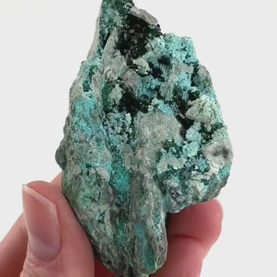 Chrysocolla w/ Malachite (DR Congo) | blue chrysocolla crystal, mineral specimen