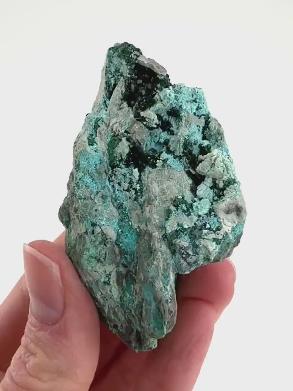 Chrysocolla w/ Malachite (DR Congo) | blue chrysocolla crystal, mineral specimen