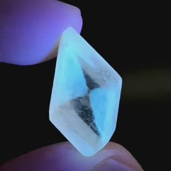 Hourglass Selenite | Phosphorescent UV Reactive Gypsum Crystal from Canada