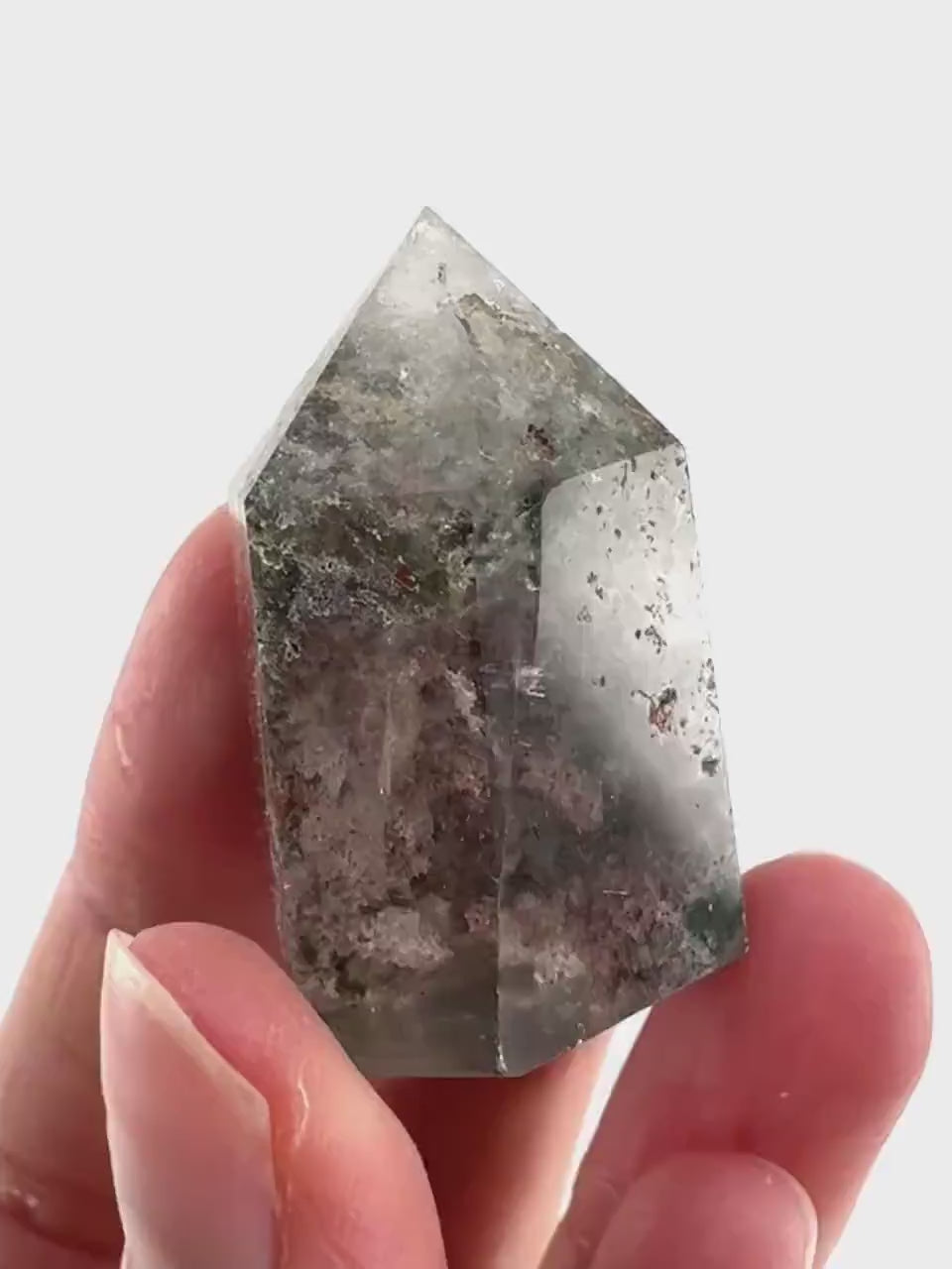 Phantom Quartz Point, Garden quartz, crystal point, lodolite quartz