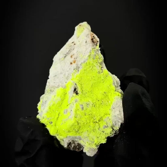 Autun | fluorescent UV reactive crystal, rare mineral specimen from Portugal