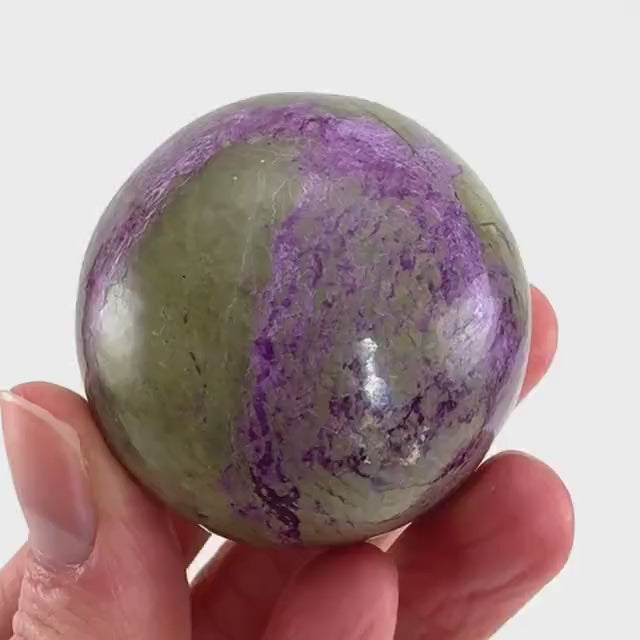 Stichtite Sphere, purple stichtite, polished Stichtite, mineral specimen, stichtite with serpentine, atlantisite