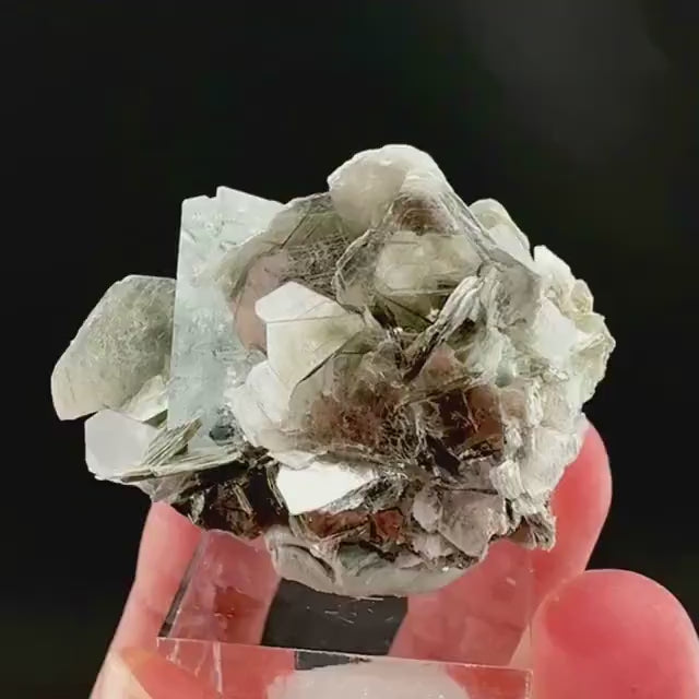 Aquamarine with Muscovite | terminated blue beryl crystal, natural mineral specimen