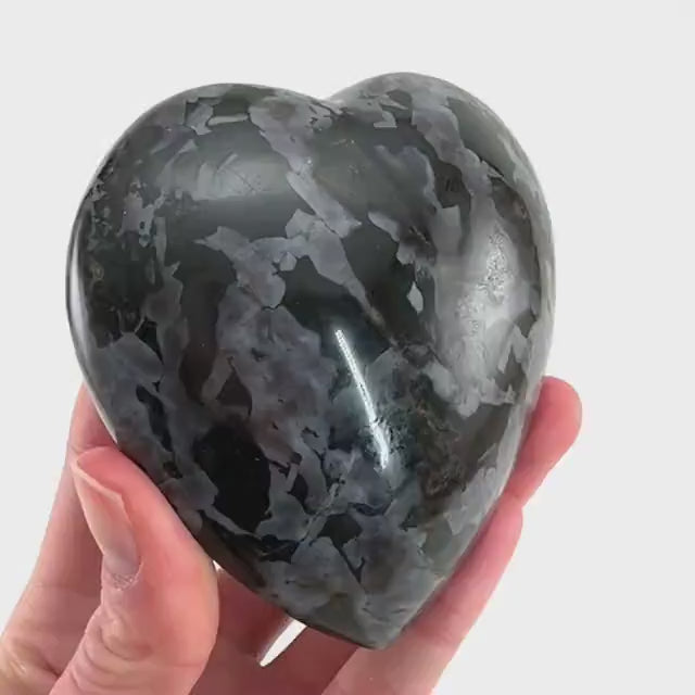 Indigo Gabbro Heart, merlinite heart, Gabbro Palm stone, Merlinite palm stone, Indigo Gabbro, crystal heart