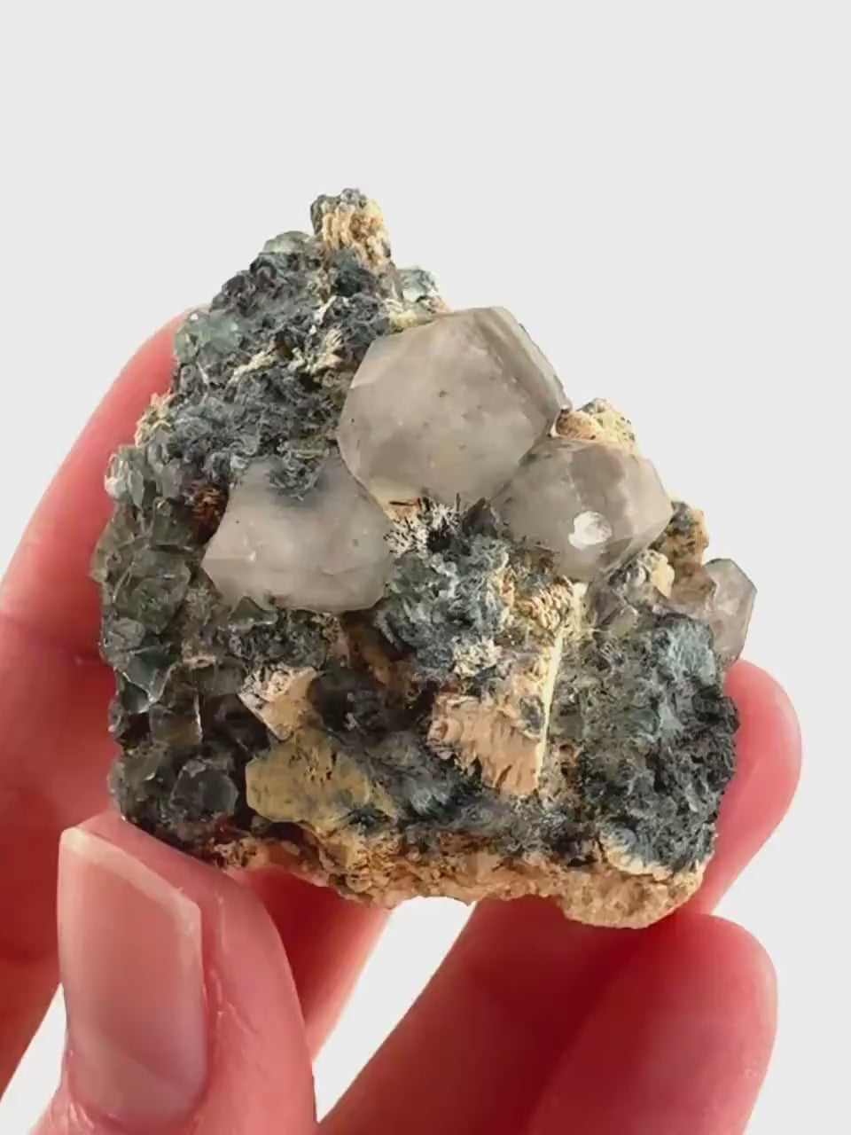 Gitter Quartz with Feldspar & Foitite | lattice crystal, mineral specimen from Namibia