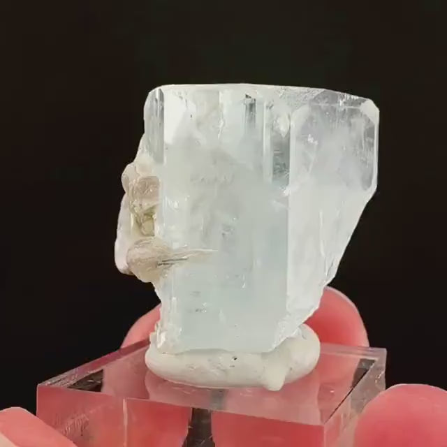 Aquamarine with Muscovite | terminated blue beryl crystal, natural mineral specimen
