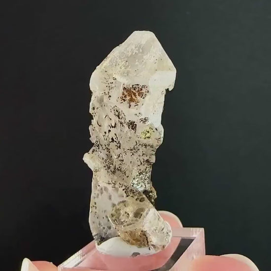Beryl var. Goshenite on Quartz w/ Hyalite Opal  (Namibia) | white beryl, goshenite crystal, mineral specimen