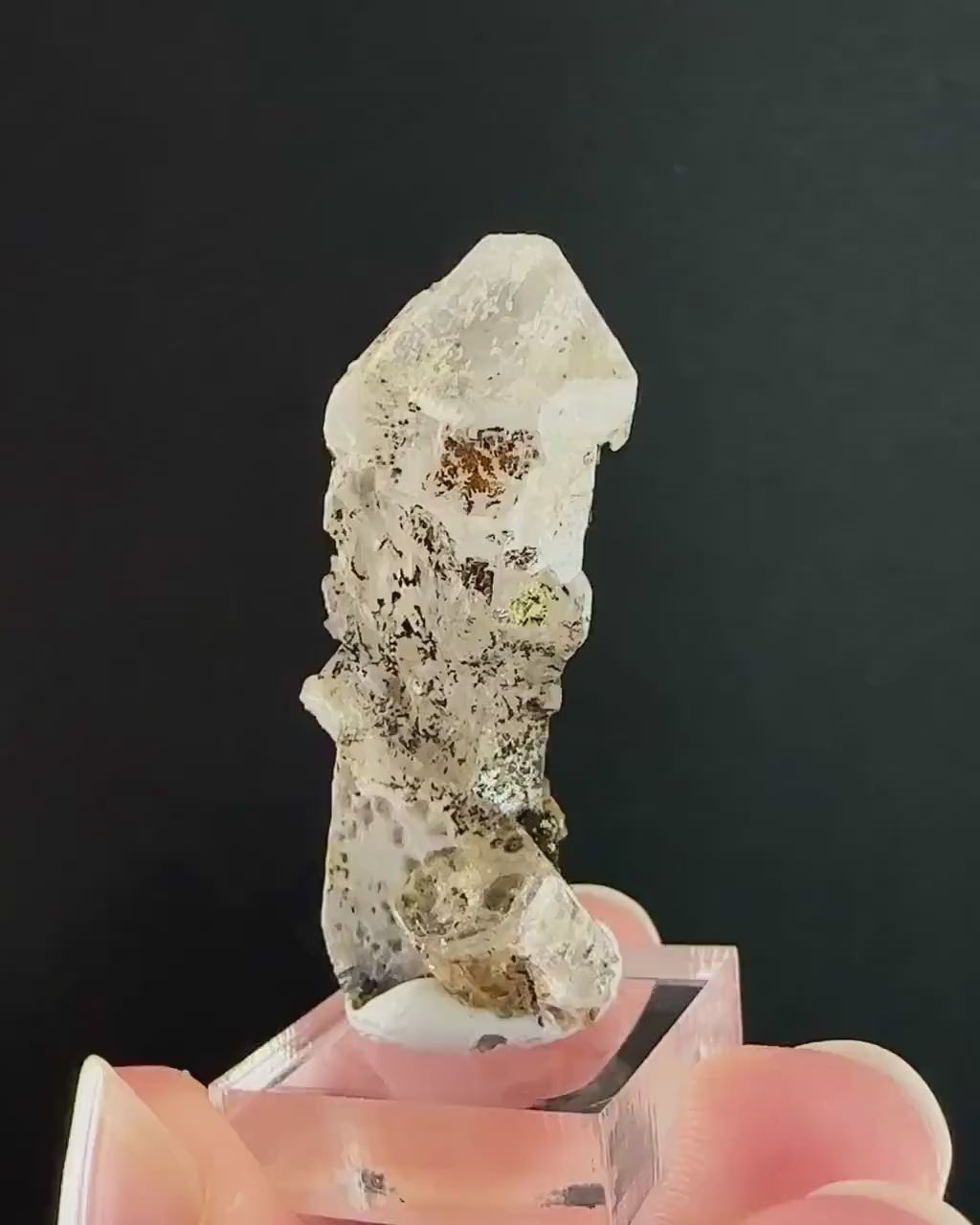 Beryl var. Goshenite on Quartz w/ Hyalite Opal  (Namibia) | white beryl, goshenite crystal, mineral specimen