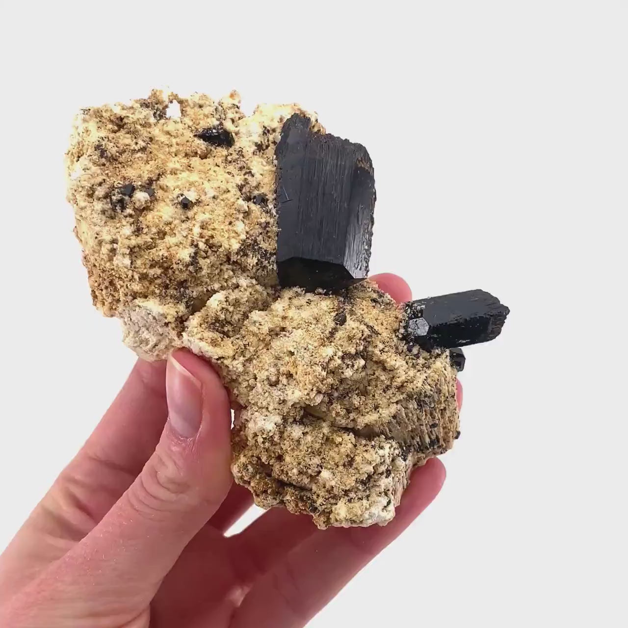 Black Tourmaline Cluster on Matrix | Raw Crystal Protection Stone